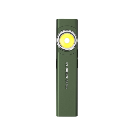 klarus e5 plus lampe rechargeable 650 lumens, vue de face, led principale ronde, noir