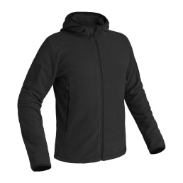 veste polaire Instructor noire, vue 3/4 gauche, patch velcro sur bras, poches zippées