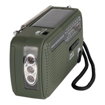 radio de survie fosco vert olive sw1 sw2 fm am avec antenne, panneau solaire et manivelle