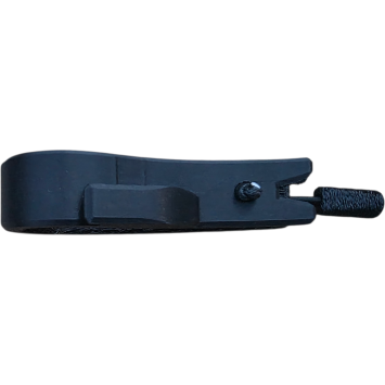 clip porte-accessoires FLEXCLIP avec sangle de fixation, vue de profil, montage sur bretelle ou ceinture