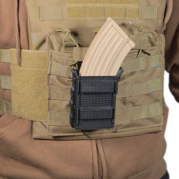 porte-chargeur FLEX-RS sur sangle MOLLE, chargeur 7.62*39 droit polymère inséré.