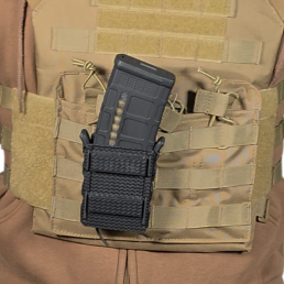 porte-chargeur FLEX-RS sur sangle MOLLE, chargeur AR15/M4 5,56 droit polymère inséré.