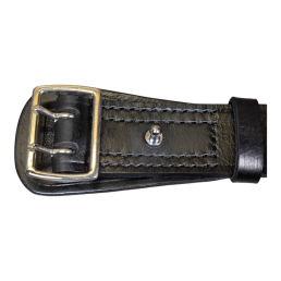 Ceinturon cuir noir double ardillon pour police gendarmerie, boucle argent, cuir de qualité
