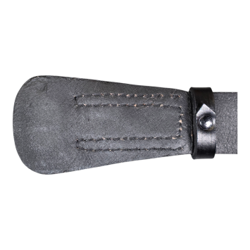 Ceinturon cuir noir double ardillon pour police gendarmerie, boucle argent, vue de dos