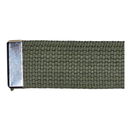 Ceinture US toile coton Boucle argentée vert détail