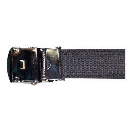 Ceinture US toile coton Boucle argentée noir boucle de dos