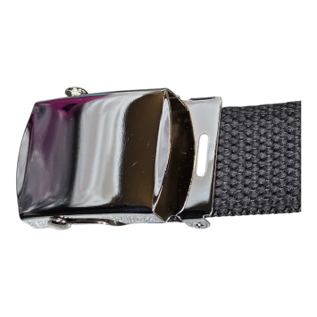 Ceinture US toile coton Noire (boucle argenté)