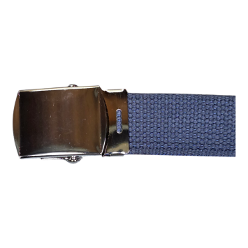 Ceinture US toile coton Boucle argentée bleu enroulée