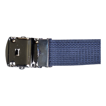 Ceinture US toile coton Boucle argentée bleu boucle de dos
