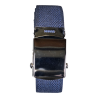 Ceinture US toile coton Boucle argentée bleu fermée de face
