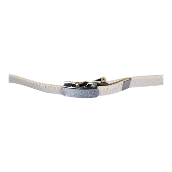Ceinture US toile coton Boucle argentée sable fermée de profil