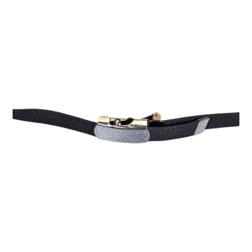 Ceinture US toile coton Boucle argentée noir fermée de profil
