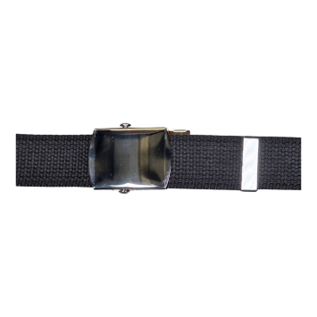 Ceinture US toile coton Boucle argentée noir boucle de face fermée