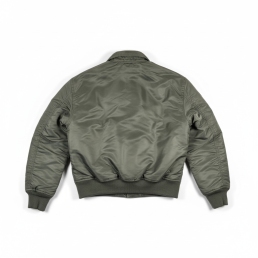 blouson aviateur enfant bombers cwu vert, vue de face, zip frontal, poches latérales, bord-côtes