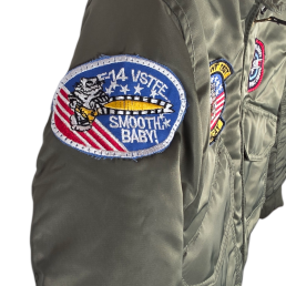 blouson aviateur enfant bombers cwu vert écusson bras droit