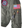 blouson aviateur enfant bombers cwu vert écusson bras gauche