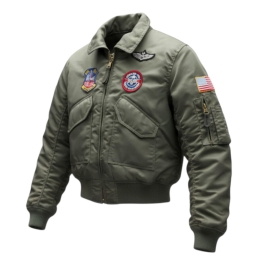 blouson aviateur enfant bombers cwu vert, vue de face, zip frontal, poches latérales, bord-côtes