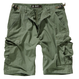 short cargo BDU Brandit ripstop vert olive, vue de face, braguette à boutons et pattes de réglage taille