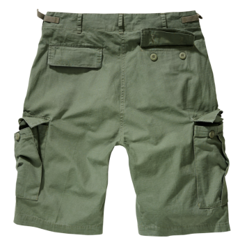 short BDU ripstop Brandit vert olive, vue de dos, poches arrière à rabat et poches cargo cuisses
