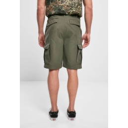 short cargo homme Brandit BDU ripstop vert olive, porté vue de dos, poches arrière à rabat et poches cargo