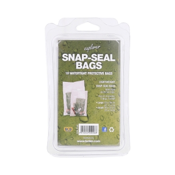 Sachets étanches BCB Snap-Seal CL006, lot de 10, emballage verso avec informations et code-barres
