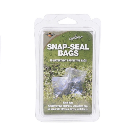 Sachets étanches BCB Snap-Seal CL006, lot de 10 sacs refermables transparents, emballage face avant