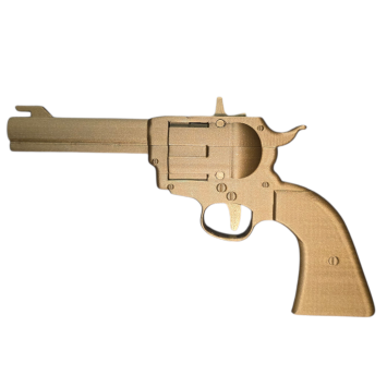 Pistolet lance élastiques revolver Rubber Peacemaker Jaune profil gauche