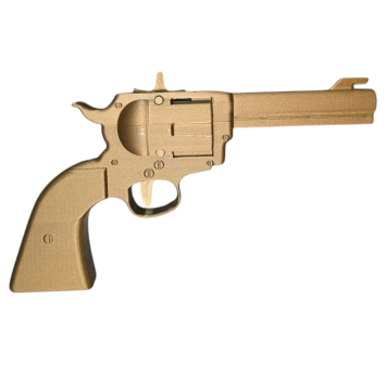Pistolet lance élastiques revolver Rubber Peacemaker Jaune profil droit