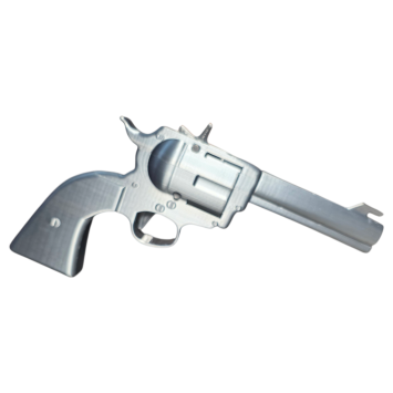 Pistolet lance élastiques revolver Rubber Peacemaker Gris Foncé profil droit vers le bas