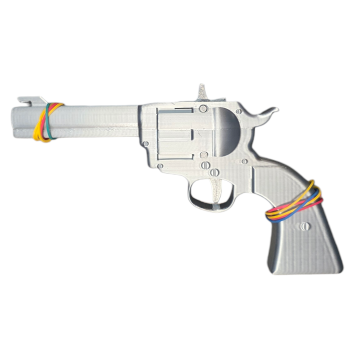 Pistolet lance élastiques revolver Rubber Peacemaker Gris Clair profil gauche