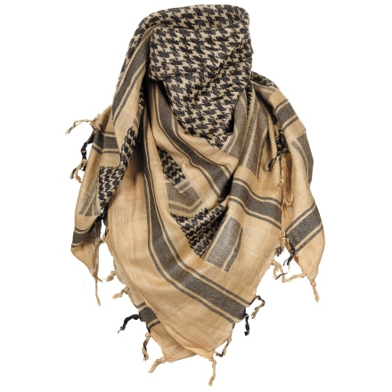 Keffieh 110x110 MFH blanc et noir, vue portée de face