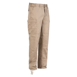 pantalon militaire bdu cityguard beige/sable, vue avant 3/4, poches cargo, bas à lacets