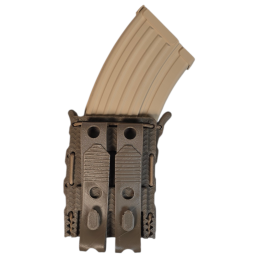 porte-chargeur FLEX-RS coyote marron de dos avec chargeur, nervures latérales et passage de sangle MOLLE.