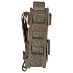 porte-chargeur FLEX-RS coyote marron, profil droit, nervures latérales et passage de sangle MOLLE.