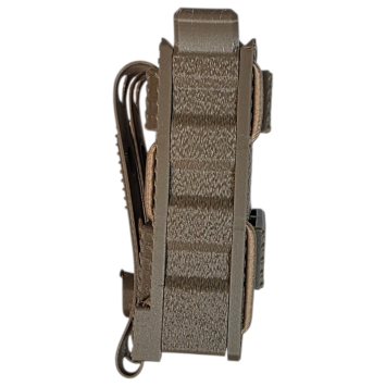 porte-chargeur FLEX-RS coyote marron, profil droit, nervures latérales et passage de sangle MOLLE.