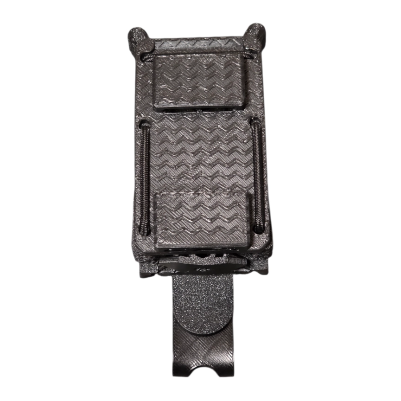 porte-chargeur 9mm molle flex-ps monobloc, noir vue face, port ouvert avec rétention réglable