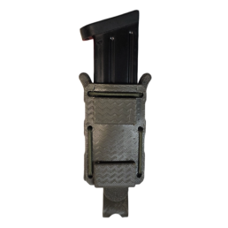 porte-chargeur pistolet 9mm molle vert, vue de profil, maintien du chargeur