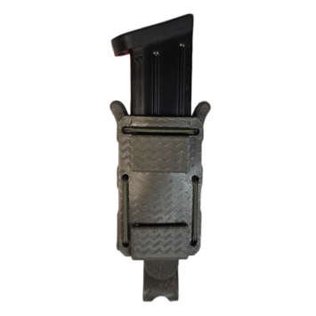 porte-chargeur pistolet 9mm molle vert, vue de profil, maintien du chargeur