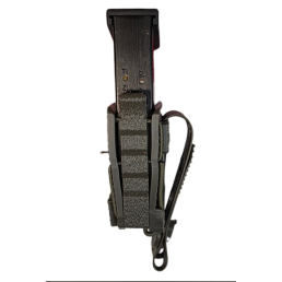 pochette chargeur 9mm molle flex vert, vue de profil droit, couture et volume