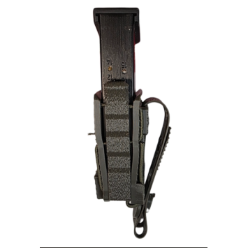 pochette chargeur 9mm molle flex vert, vue de profil droit, couture et volume