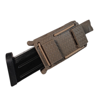 porte-chargeur 9mm molle flex ps coyote marron, vue de face, pochette simple porte chargeur pistolet