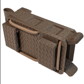 porte-chargeur 9mm molle coyote marron, vue de profil, pochette fine maintien chargeur