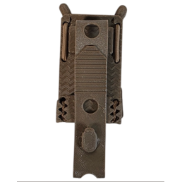 détail fixation molle pals du porte-chargeur 9mm coyote marron, passants et coutures renforcées