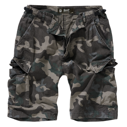 short cargo BDU Brandit ripstop vert olive, vue de face, braguette à boutons et pattes de réglage taille