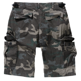 short BDU ripstop Brandit dark camo, vue de dos, poches arrière à rabat et poches cargo cuisses