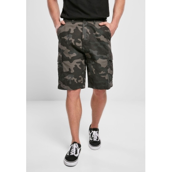 short treillis homme Brandit BDU ripstop dark camo, porté vue de face, coupe au genou et poches cargo latérales