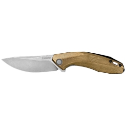 Couteau pliant Kershaw Tumbler  Manche en laiton et lame D2 8.3 cm ouverture manuelle par flipper avec roulements KVT