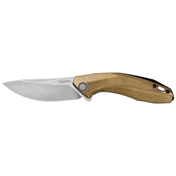 Couteau pliant Kershaw Tumbler  Manche en laiton et lame D2 8.3 cm ouverture manuelle par flipper avec roulements KVT