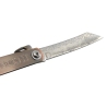 détail lame damas higonokami 75 mm, motif damas et pivot du couteau pliant
