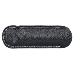 étui noir pour couteau pliant higonokami, couture blanche, vue de dessus